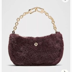 Lululemon City Essentials Nano Shoulder Bag Plush Fleece Black Plum/Gold